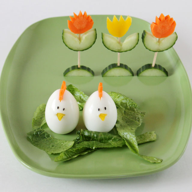 easter-salad-decorations-egg-chicks-vegetable-tulips